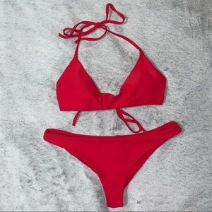 Full Tilt Swim Cheeky Red Bikini Set